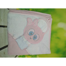 Полотенце махровое с уголком и рукавичкой  Розовый